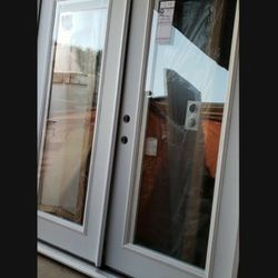 Exterior French Door Fiberglass Right Hand 72x80 Jelwend Mini Blinds New 