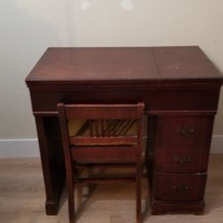Mahogany Sewing Table With chair