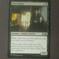 2018 MTG Hired Blade #100 Creature Human Assassin M19 Mark Beim Wizards Of The Coast Card Collectible Game