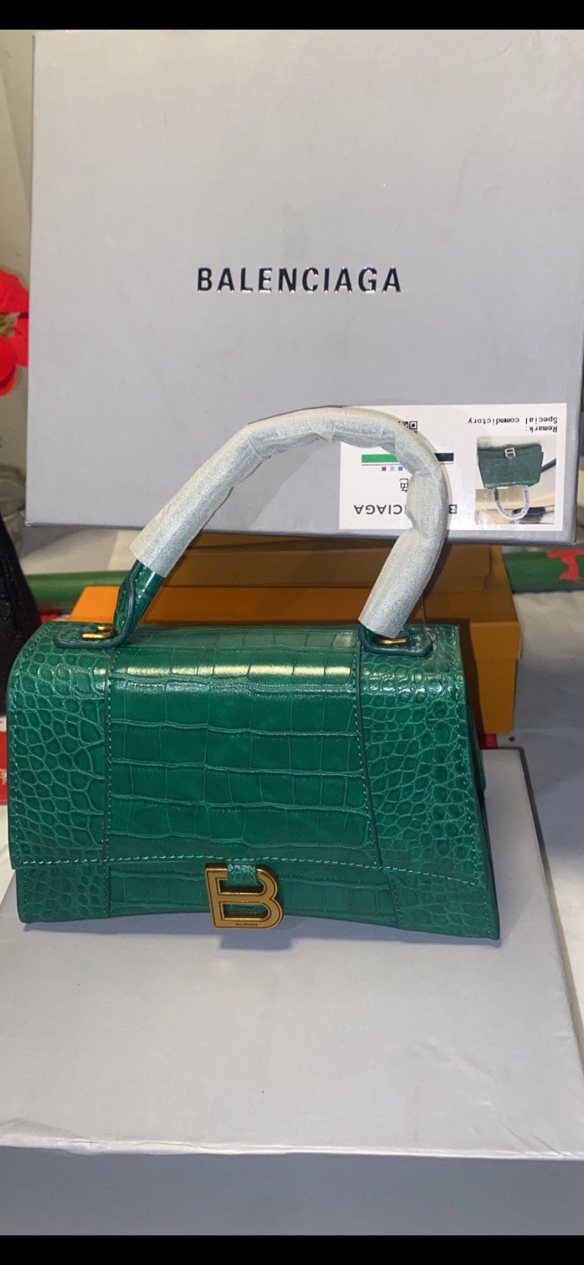 Green Leather Balenciaga Purse 