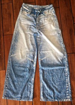 Denim Print French Terry Casual Sweatpants Jeans