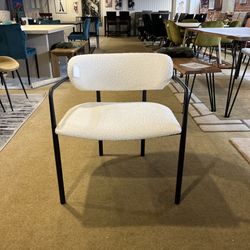 Ivory Boucle Chair With Arms