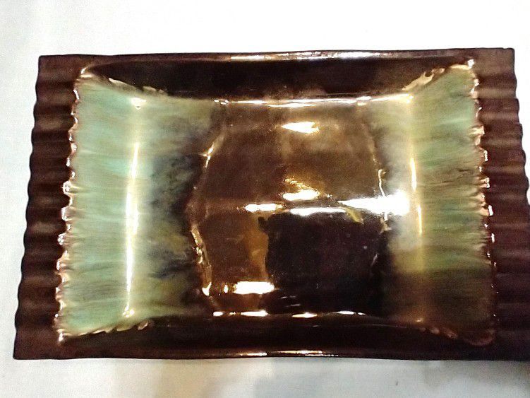 

Ash Tray, Drip Glazed  12.5” x 7.5" Made in Japan, 1960's--

