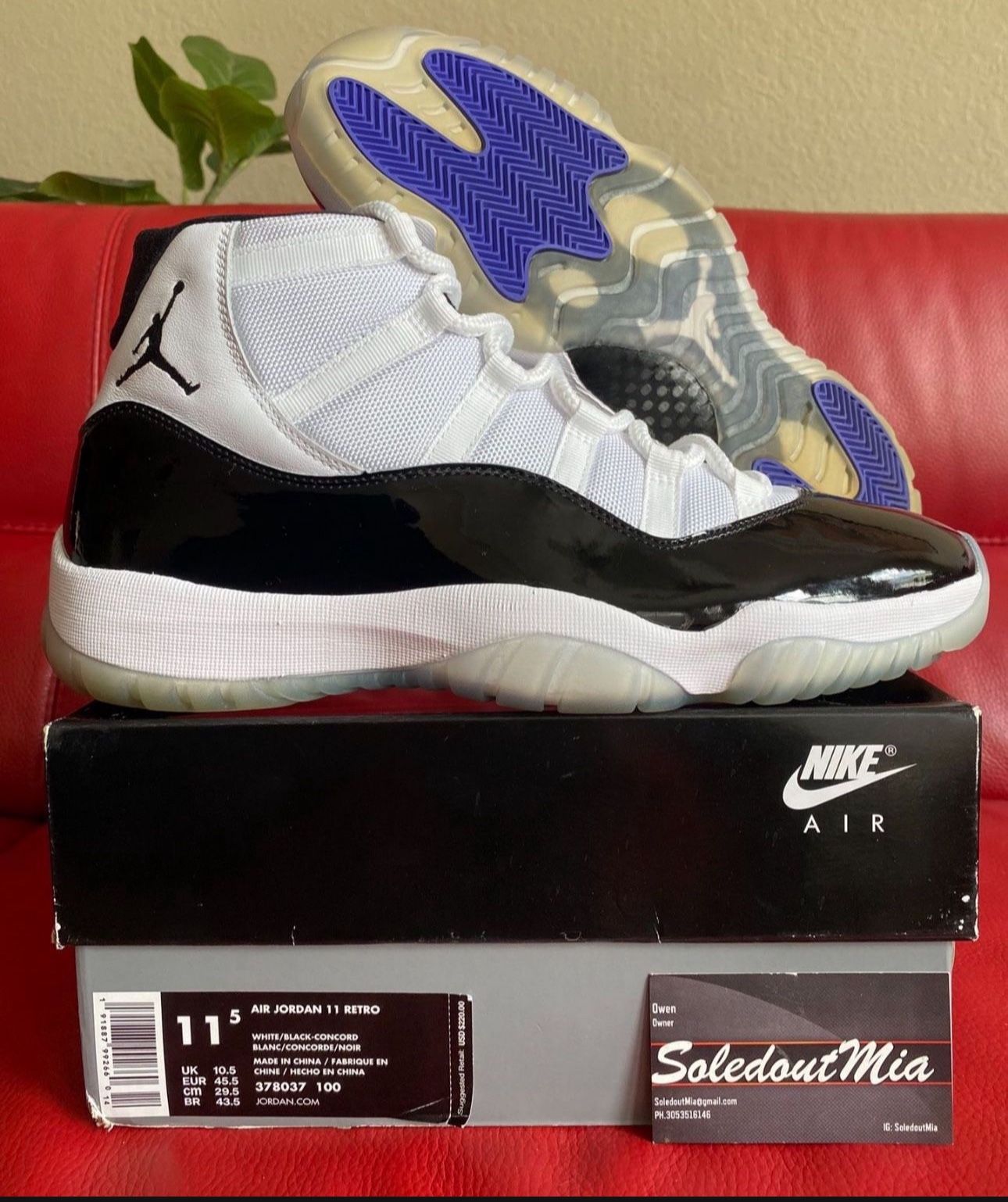 RETRO Nike Air Jordan 11 CONCORD 2018 Bred Playoffs A Ma