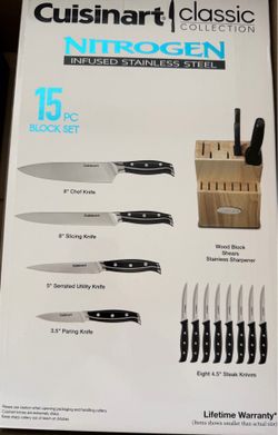 Cuisinart Nitrogen Infused Stainless Steel 15 Piece Knife Set NEW