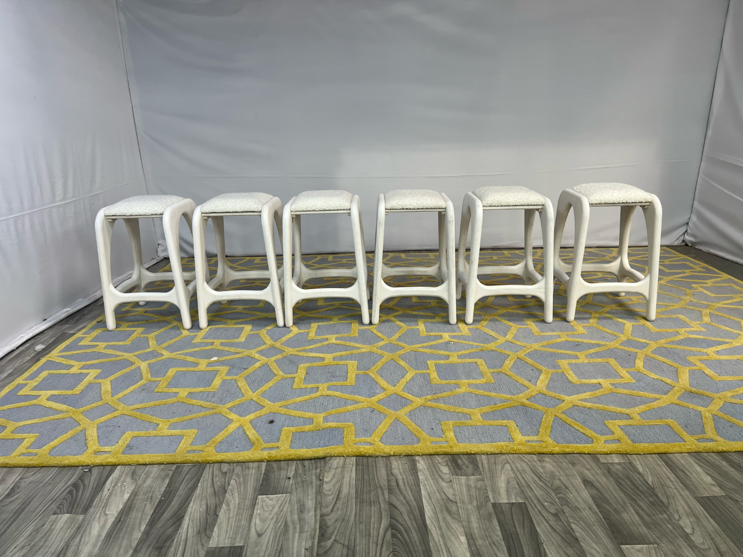 ( Delivery Available ) Lulu & Georgia Ashford White Counter Stool Set