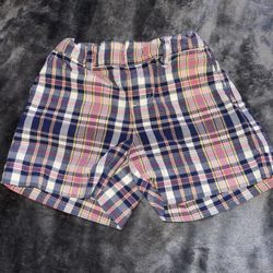 Ralph Lauren Girls Plaid Shorts Size 6x Pink Blue Adjustable Waist