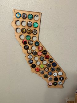 California Beer Bottle Cap Map Display | HomeWetBar | Craft Beer Wall Decor