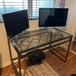 Gold Glasstop Desk