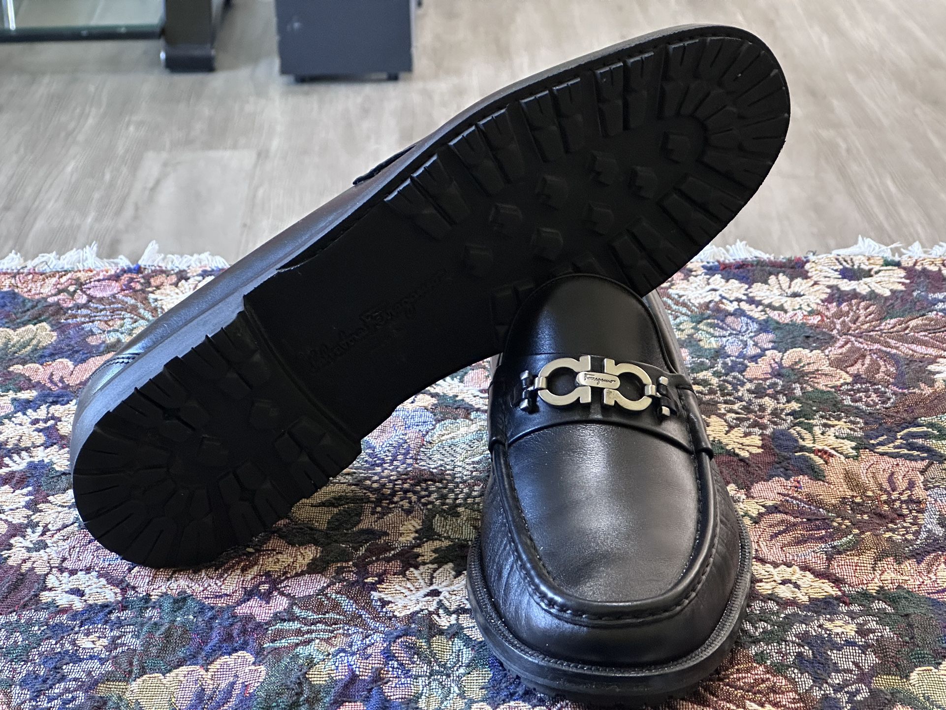 Ferragamo Loafers 13 2E Black Gancini Silver Horse Bit Buckles Luxury Shoes Loafer with Gancini buckle - Men | Ferragamo main image 2