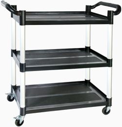 Utility Carts with Wheels,3-Tier Rolling Cart with Wheels, Heavy Duty 510 LBS Food Service Cart with Rubber Pad and Hammer for Kitchen/Office/Warehous