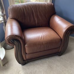 Leather Chair and Ottoman