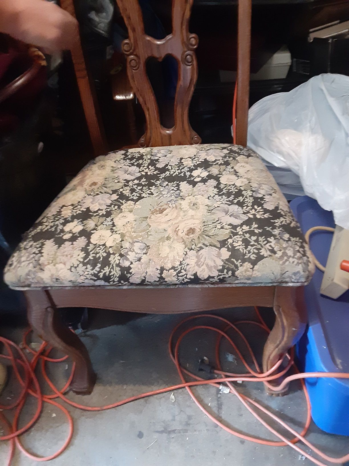 Antique solid wood with floral feet and high backing best offer