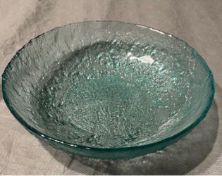 Teal Textured Art Glass Bowl