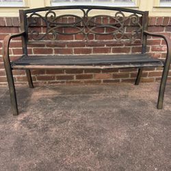 Metal Outdoor Bench -  Black