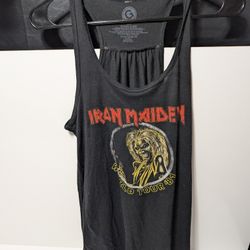 Iron Maiden World Tour '81 Tank Top Black Sleeveless Graphic Large Rock Shirt