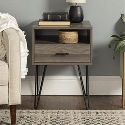 Mid Century Modern Style Gray Night Stand (NEW IN A BOX)