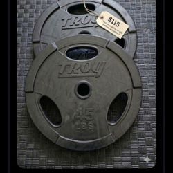 TROY 45Lb Urethane Coated Olympic 3- Grip Plates