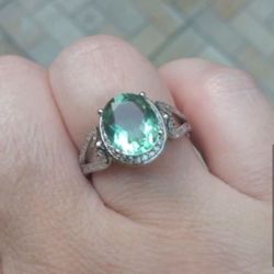 Green Fluorite Ring S925 Sz 7