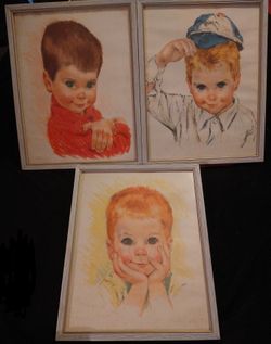 Vintage Northern Paper All American Boys Frances Hook Advertising Litho Prints