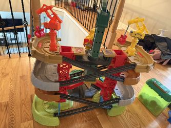 Thomas & Friends Multi-Level Toy Track Set, Trains & Cranes Super Tower, 2.5 Ft Tall With Several Characters