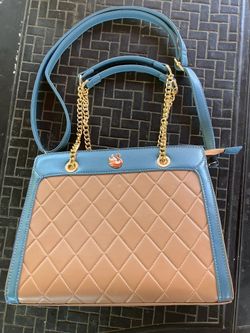 Gloria Vanderbilt Blue & Beige Faux Leather Purse