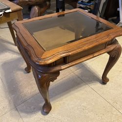 Wood/Glass End Table 