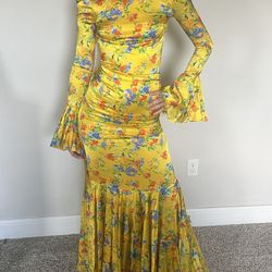 Allonia Gown in Yellow Radiant Floral CAROLINE CONSTAS size XXS
