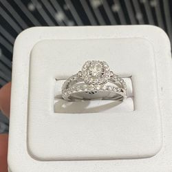 .925 sterling Silver Wedding Ring Set Sz 7