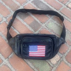 Black Patchwork Lambskin Fanny Pack 