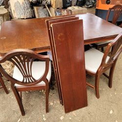 Solid Wood Dining Room Table And Chairs, Expandable
