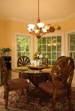 Ashley Solid Wood Warm Cherry Brown Ma Dining Set – 5 Piece – Hand-Carved Pedestal Table
