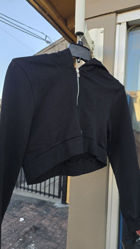 aloe cropped hoodie Black Zip