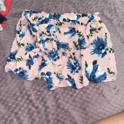 pink shorts with flower print