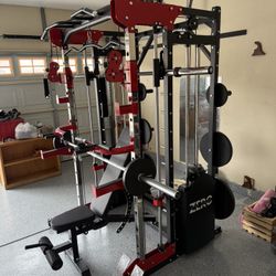 Smith Machine 200 | Adjustable Bench | 245lb Cast Iron Olympic Weights | 7ft Olympic Bar | Fitness | Gym Equipment | FREE DELIVERY/INSTALLATION 🚚 🛠️