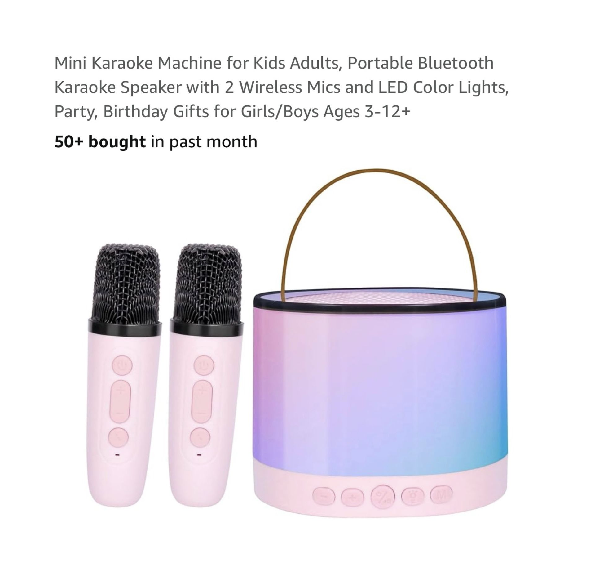 Brand new Mini Karaoke Machine for Kids Adults, Portable Bluetooth Karaoke Speaker with 2 Wireless Mics and LED Color Lights, Party, Birthday Gifts fo