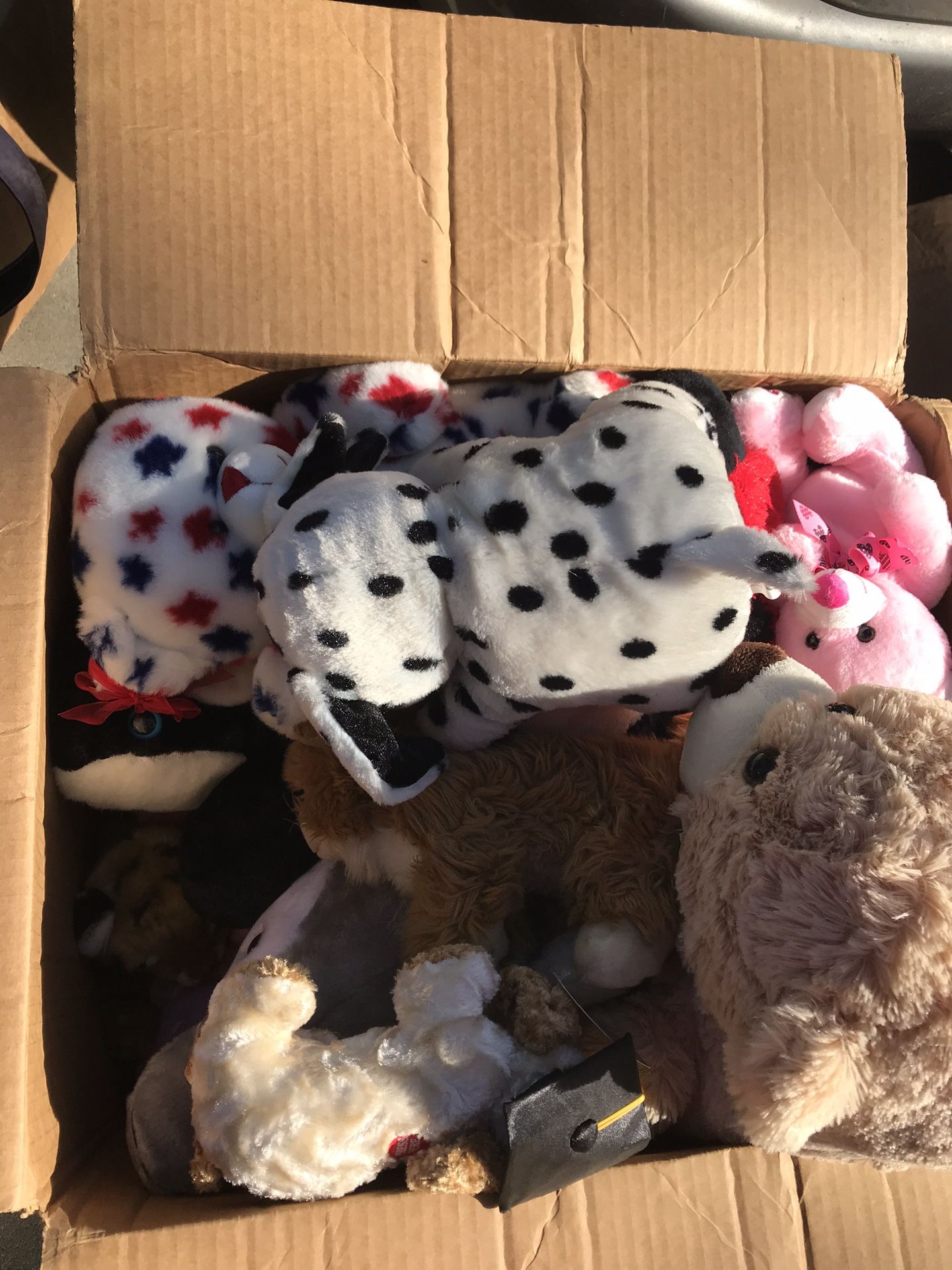 Big box of stuffed animals