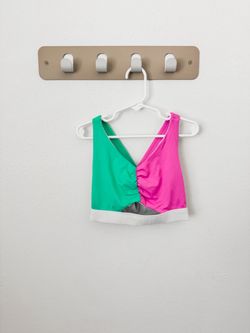 XO Dance Co Girls 8-10 Pink Green Dance Crop Top