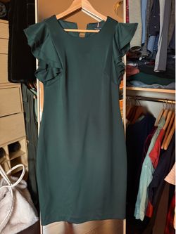 Tommy dark green dress midi