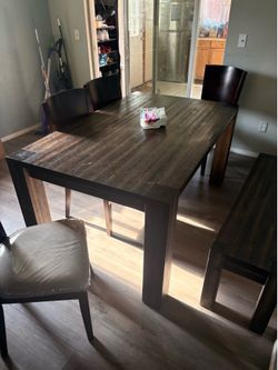Dinning table included 4 chairs and a bench