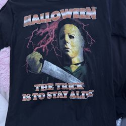 Black Halloween Movie T-Shirt with Mask Design