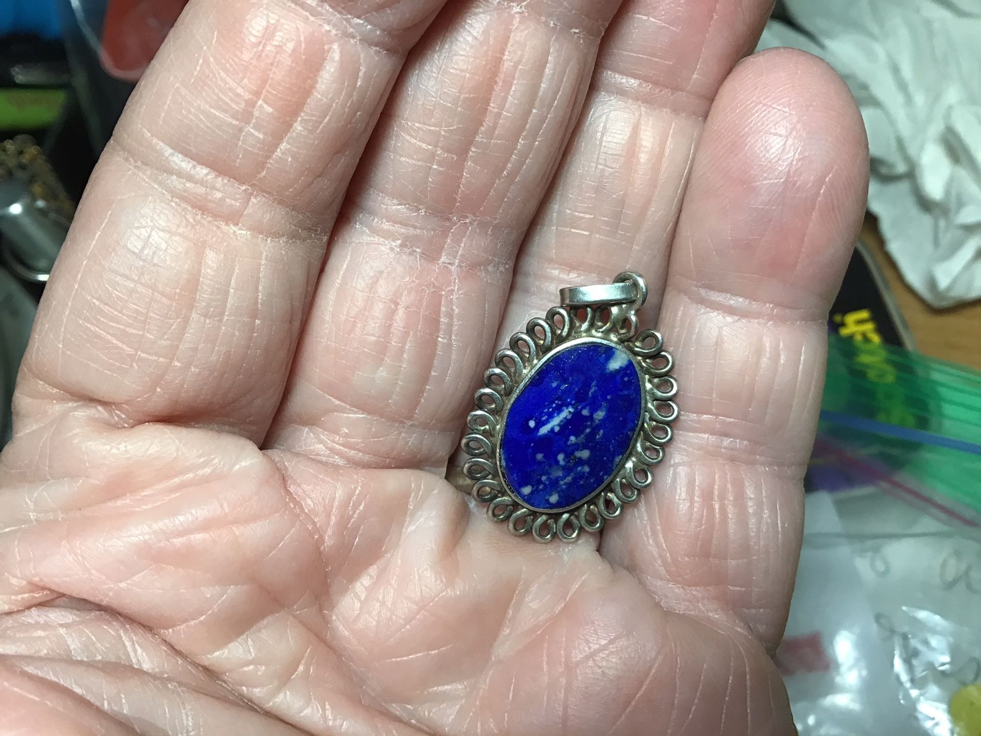 970 Sterling Lapis Pendant