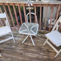 Vintage Wooden Chair With Matching Glass Centerpiece Table