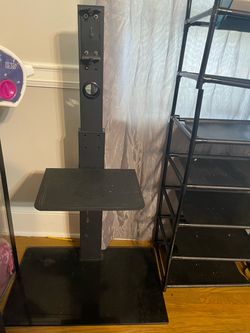 Black Metal TV Floor Stand with Shelf