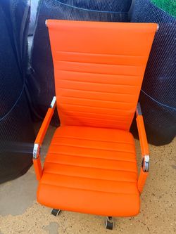 Orange Leather Office Chair with Wheels