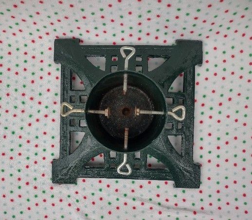 Antique Christmas tree stand / Vintage cast iron green tree stand / Ornate decor