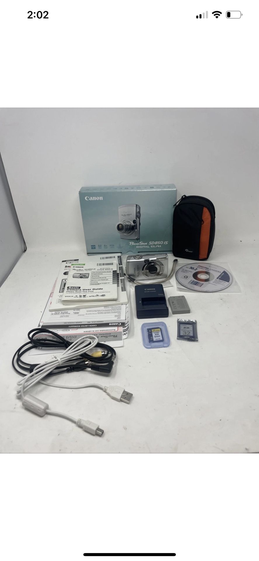 Canon PowerShot Digital ELPH SD850 Digital Camera W/ Case, Sd Cards, Cables,box