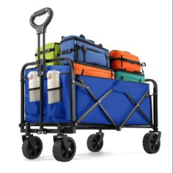 680LBS All Terrain Heavy Duty Folding Blue Multifunctional Utility Cart
