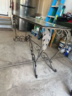 Custom Heavy Iron Table with Glass Top
