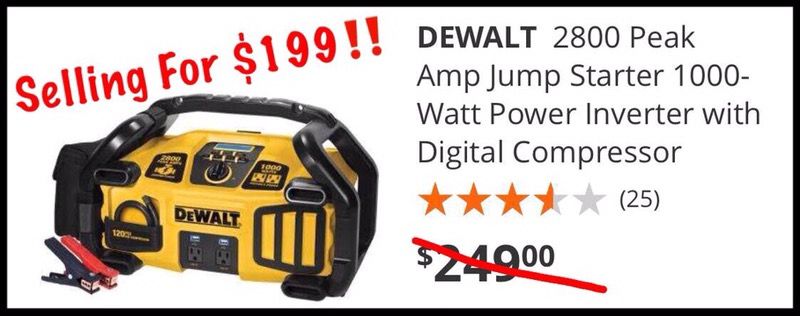 DeWALT-2,800 Peak AMP Jump Starter Box~1,000 Watt Power Inverter W/ Digital Compressor‼️New In The Box‼️See Pic’s For Product Details‼️Selling For $1